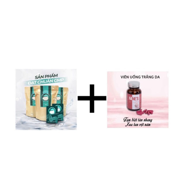 Combo 3 gói collagen cá hồi pizkie + viên uống trắng da nine's beauty