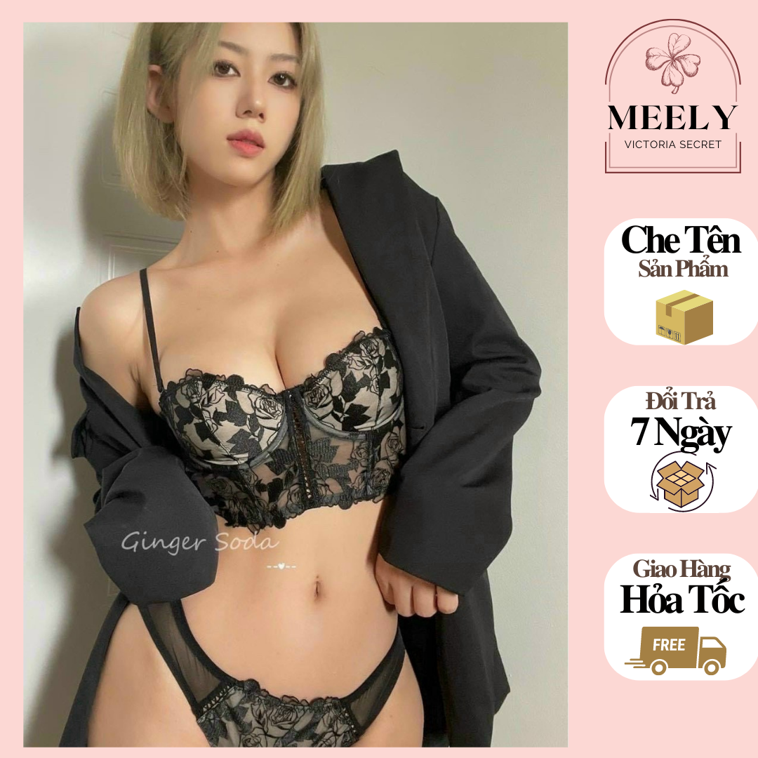 Áo bra ren bralette dáng corset có đệm mút, gọng nâng ngực nhẹ ren sexy cao cấp - 847