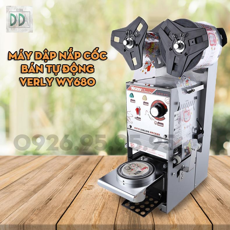 Máy dập nắp cốc bán tự động verly wy-680 - tự động cuốn màng - thiết bị máy móc pha chế