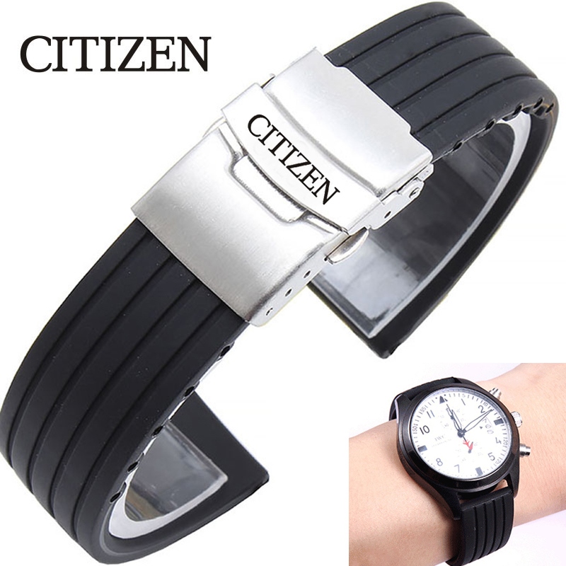 Đồng hồ Citizen Dây đeo Đồng hồ Citizen Năng lượng Mặt trời Cao su Silicone Dây đeo Đồng hồ Không thấm nước Chống thấm mồ hôi 18 20 22mm Dây Đeo Đồng Hồ Bằng Da Thật Dây đồng hồ da cao cấp