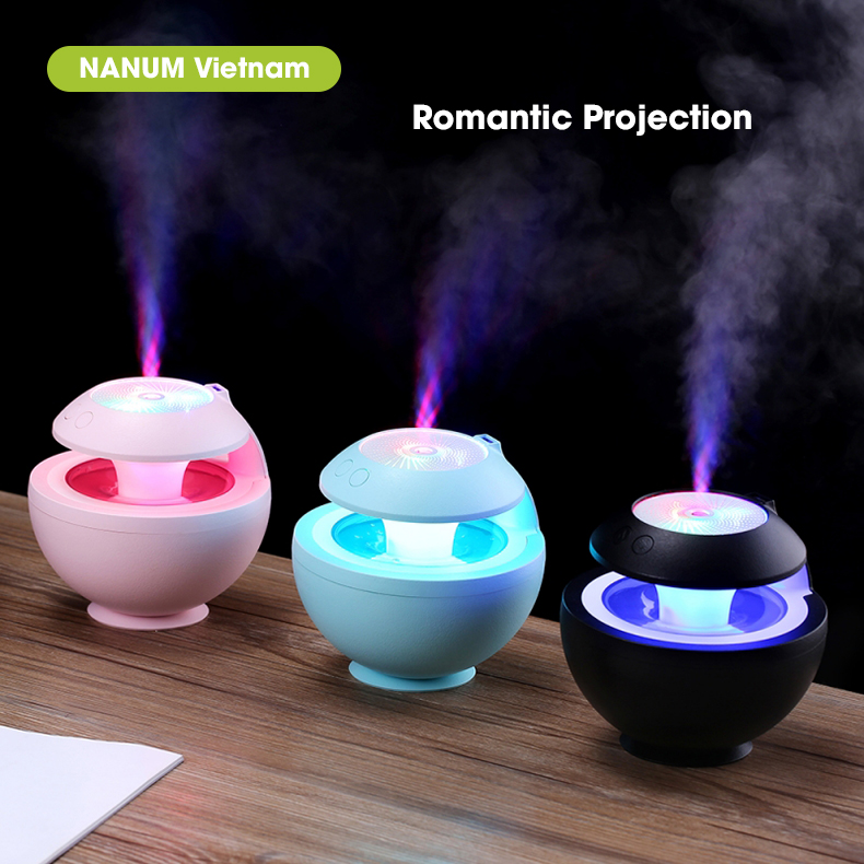 Máy phun sương tạo ẩm không khí NANUM công nghệ siêu âm có cảm biến hết nước, bình chứa 500 ml, tạo ẩm liên tục 10h, 2 chế độ phun sương, dùng được với tinh dầu - BB02