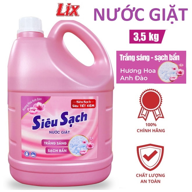 Nước giặt Lix 3.5Kg siêu sạch HƯƠNG HOA ANH ĐÀO sạch khử khuẩn, kết hợp giặt xả 2 trong 1 - Lixco Việt Nam