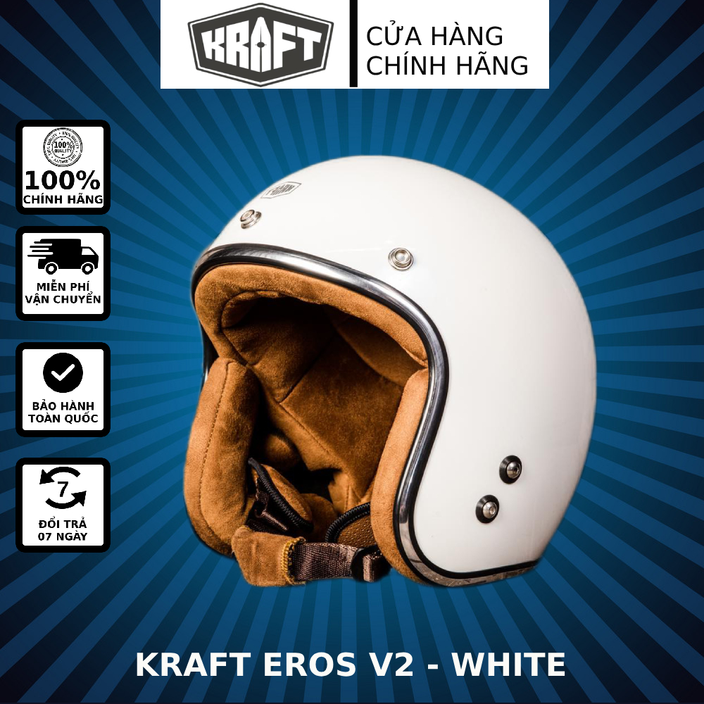 Mũ bảo hiểm kraft eros v2 - màu trắng