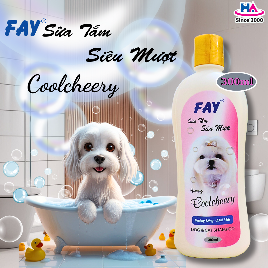 Sữa Tắm Chó Mèo FAY Siêu Mượt Coolcheery 300ml - dưỡng lông, làm mượt với tinh dầu tự nhiên