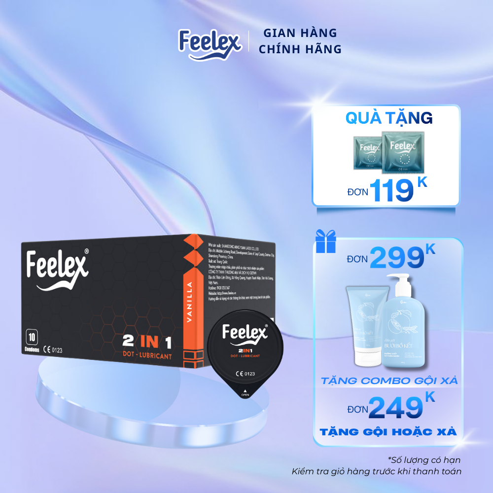 Bao cao su cao cấp Feelex gân gai, nhiều gel bôi trơn, đa dạng kiểu dáng