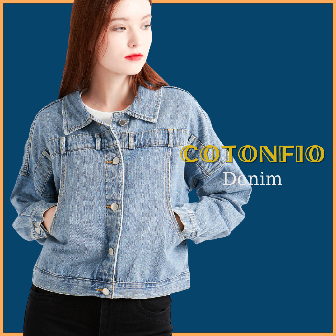 Áo khoác jeans đắp chéo thân sau chống nắng – 8081 – Cotonfio