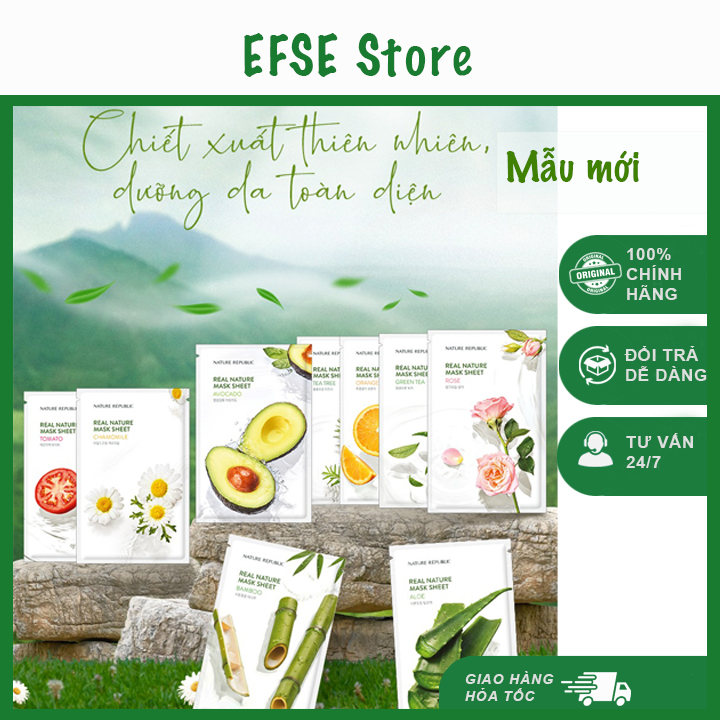 Mặt nạ Nature Republic từ Hàn Quốc - Mặt nạ cấp ẩm và tăng sức sống cho làn da Nature Republic Real Nature Mask