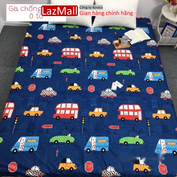 Ga chống thấm cotton hoạ tiết, drap chống thấm , ga chống thấm cotton kháng khuẩn, an toàn cho bé mẫu ô tô sunzin - dìu giấc yêu thương