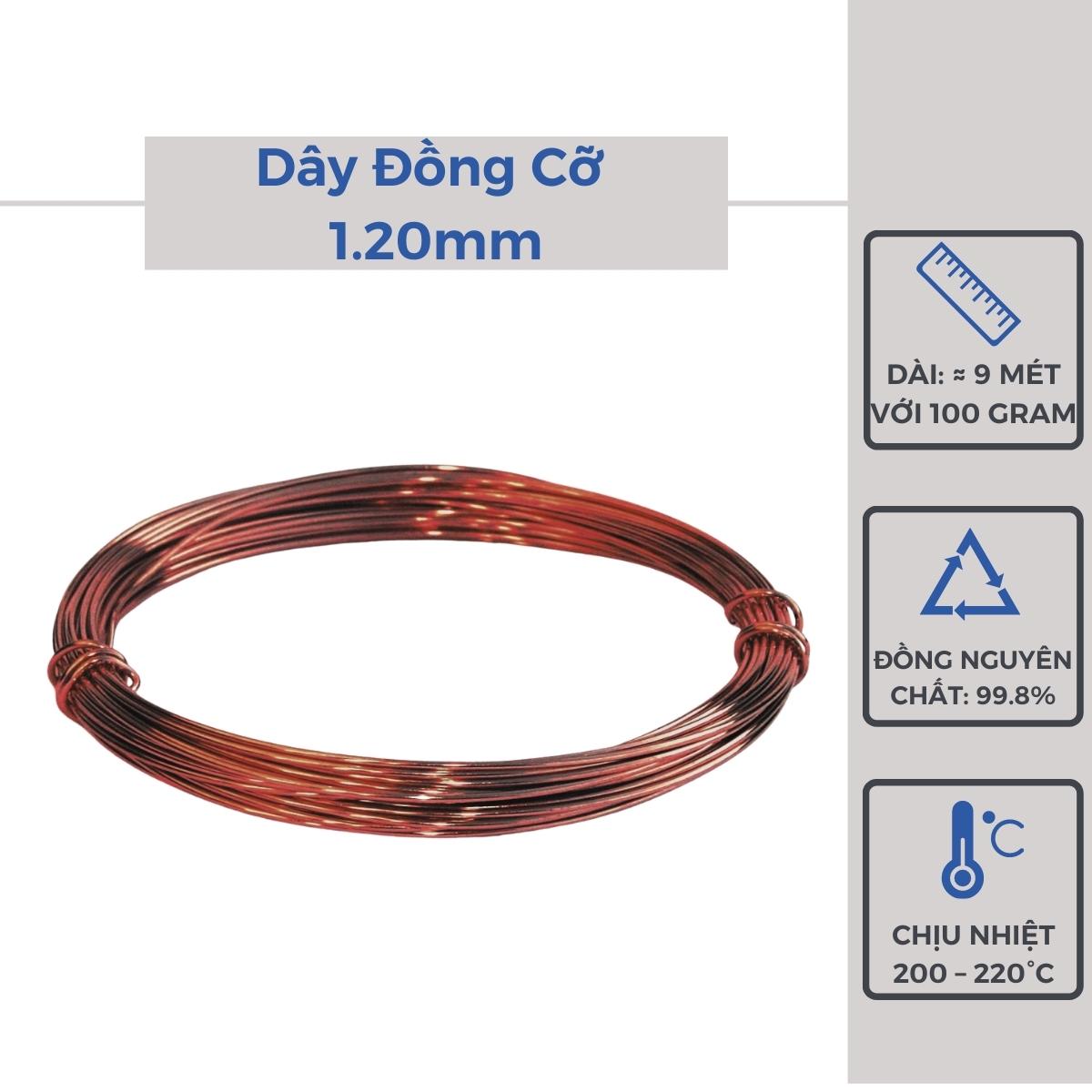 Dây Đồng Quấn Động Cơ 1,20mm 100 gram Quấn Biến Áp Cách Điện Quấn Motor Handmade Uốn Cây Cảnh