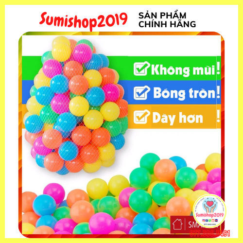Combo 100 bóng nhựa mềm 5cm cho bé chơi nhà banh hàng Việt Nam chất lượng Sumishop2019