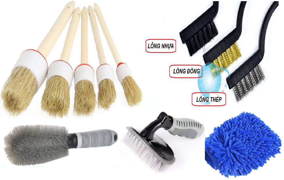 Combo 11 dụng cụ cọ rửa xe hơi chi tiết bàn chải, phổ thông cho xe ô tô xe máy