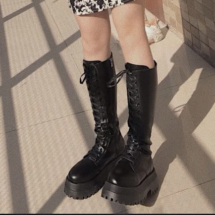 Bốt ulzzang cao cổ nữ 7cm - bốt da nữ thời trang cá tính cho nữ 2021