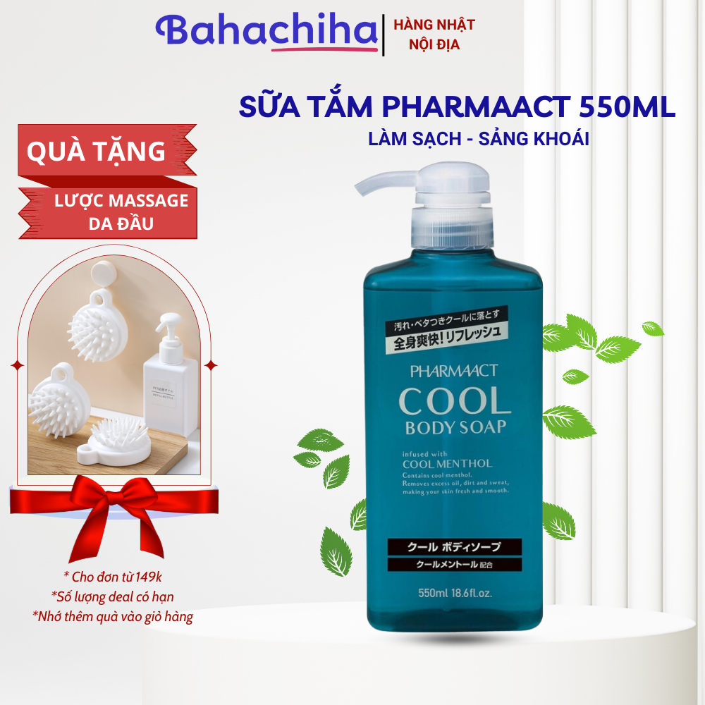 Bahachiha Sữa tắm nam cao cấp Pharmaact tonic Nhật Bản 600ml - Giúp làm sạch nhẹ nhàng, hương thơm hoàng gia sang trọng cho phái mạnh