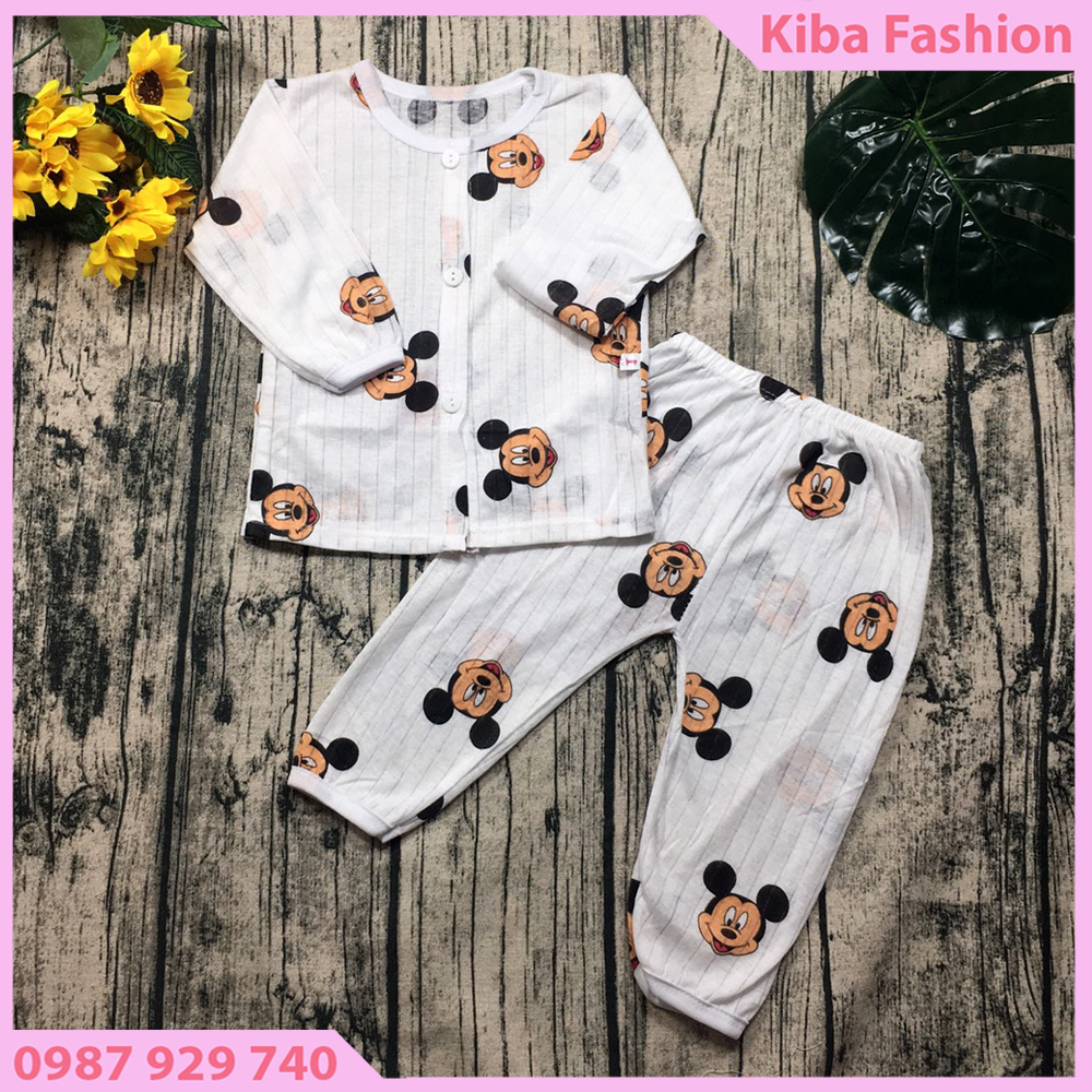 Combo gồm 5 bộ cotton giấy thông hơi dài tay cho bé trai bé gái 3-12kg ( cúc giữa ) quần áo thu đông cho bé