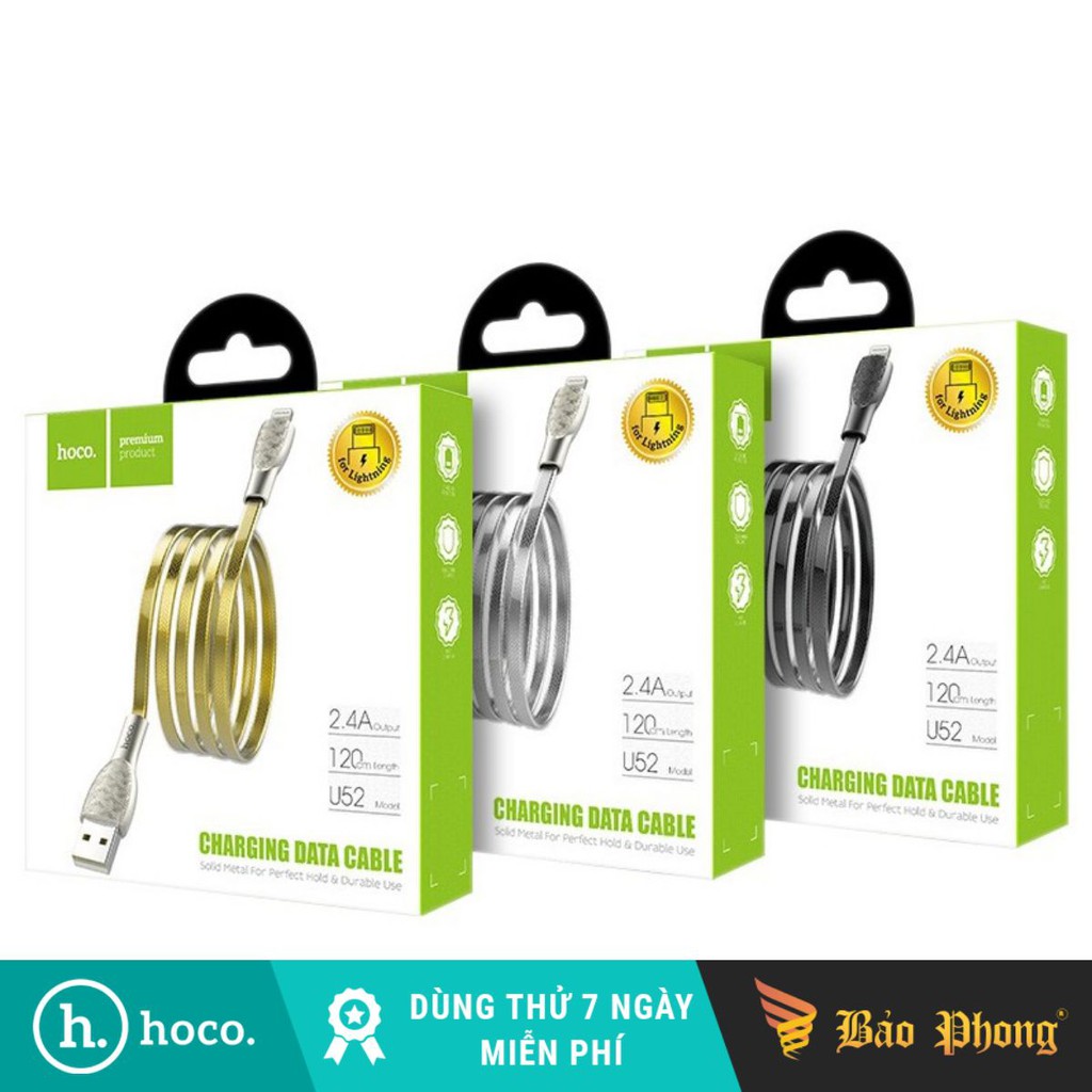 Cáp sạc iphone / ipad hoco u52 usb to lightning 2.4a dài 1.2m