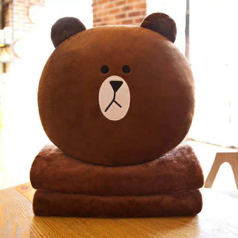 Bộ chăn gối siêu tiện ích hình gấu tròn đáng yêu fhome