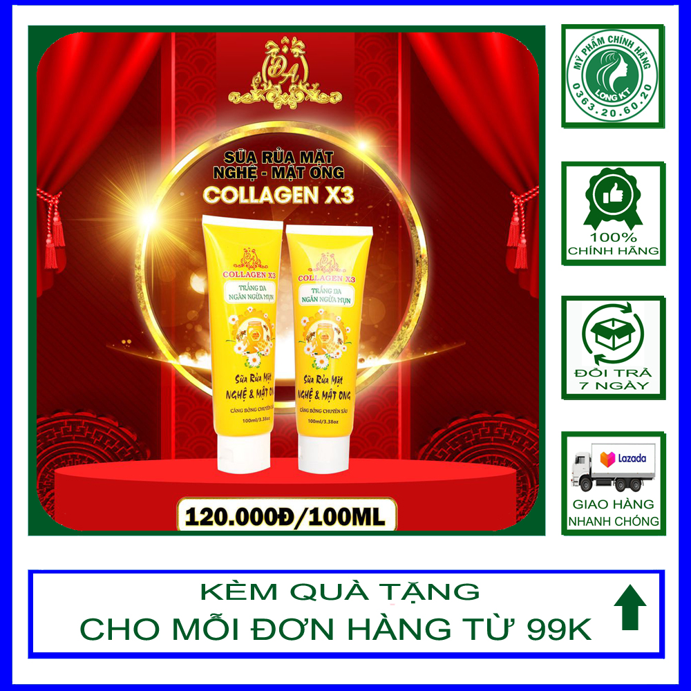 [Chính hãng - Team Cào Mỹ Phẩm Đông Anh ]Sữa Rửa mặt Nghệ và Mật Ong Collagen X3 - Sữa rửa mặt Nghệ và Mật ong Collagen x3 100ml