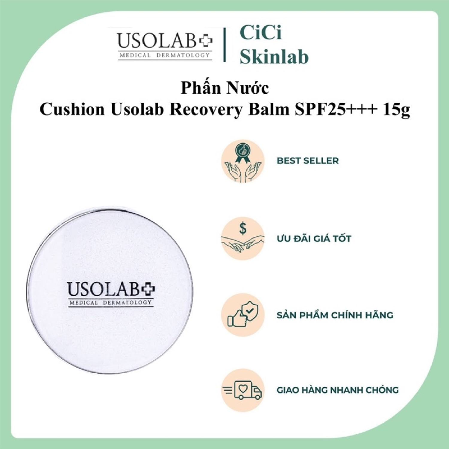 [Hàng chính hãng] Phấn nước Cushion Usolab Recovery Balm SPF25+++ 15g