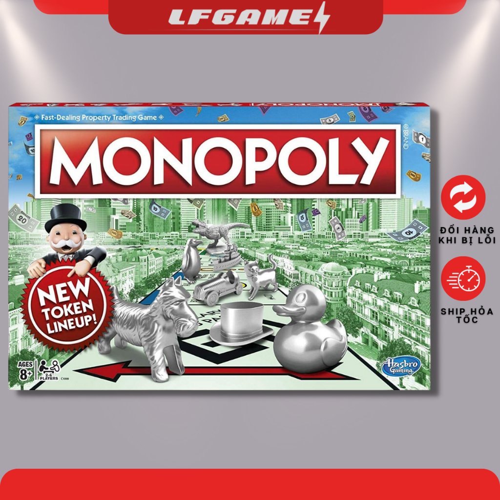 Bộ trò chơi cờ tỷ phú cơ bản monopoly new token