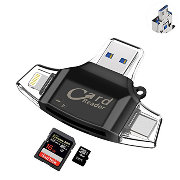 Cáp otg - đầu đọc thẻ nhớ micro sd - thẻ nhớ sd 4 trong 1 - đầu đọc thẻ nhớ dành cho điện thoại và các thiết bị thuột hệ điều hành ios / os x / pc / otg android – cáp otg.