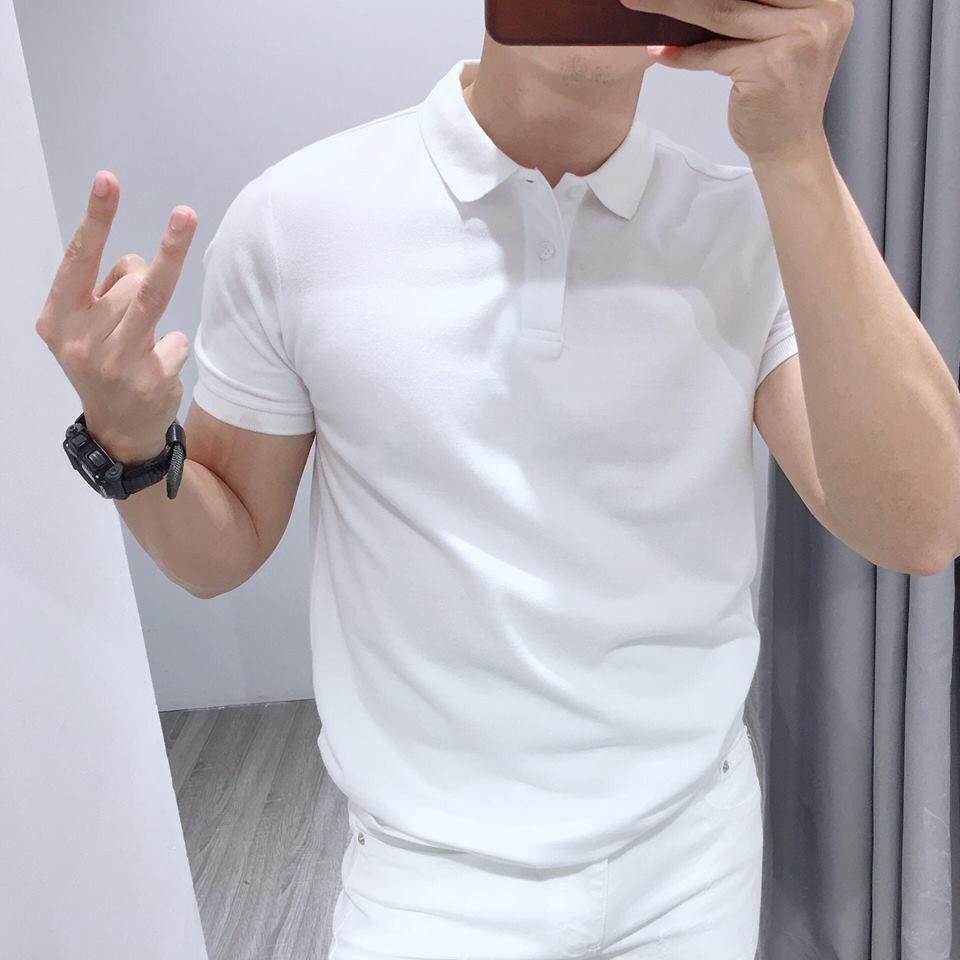 Áo phông nam trơn cổ BẺ, áo thun nam chất cotton siêu mát
