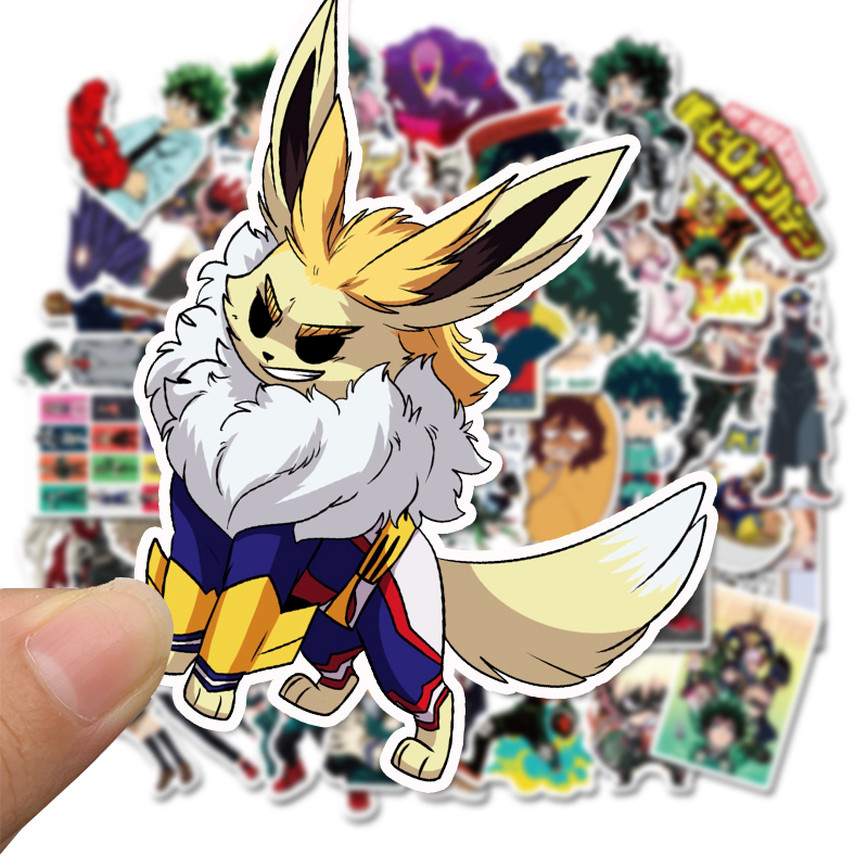50 Miếng Dán Hoạt Hình My Hero Academia Không Thấm Nước, Miếng Dán Vinyl Cổ Điển Trượt Ván Trượt Tuyết Nhãn Dán Sổ Tay Graffiti