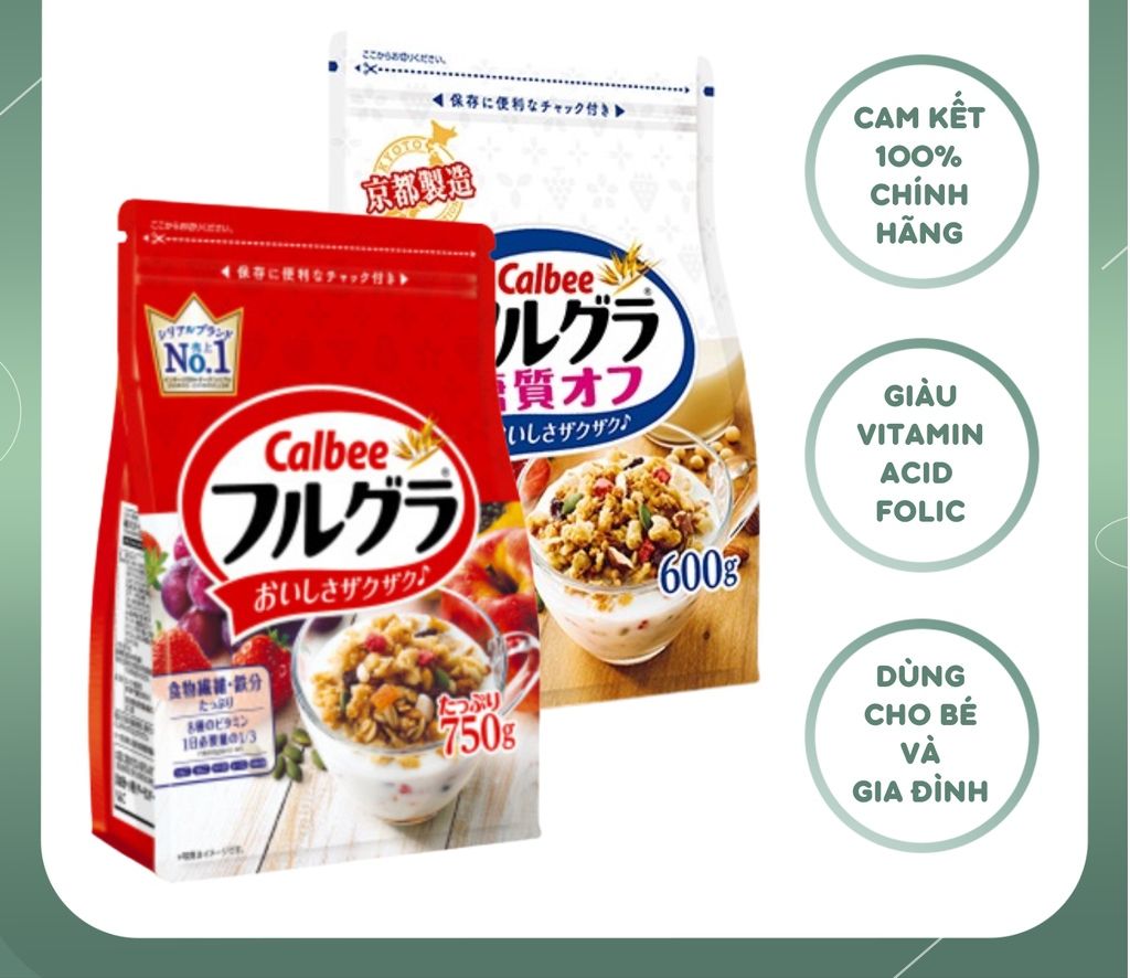 Ngũ cốc CALBEE giảm cân Nhật Bản SAKUKO T3 2023 ngũ cốc dinh dưỡng trái