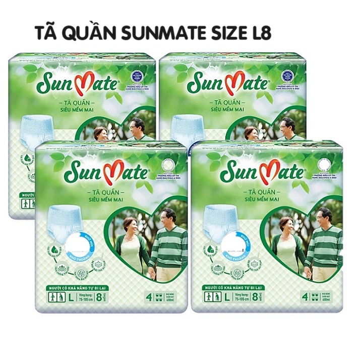 Combo 4 bịch Tã quần SunMate size M9, size L8 (tã người lớn siêu mềm mại)
