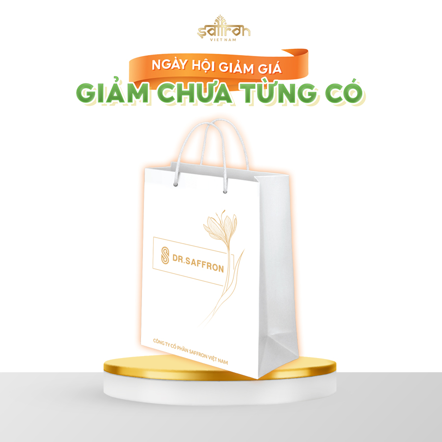 Túi giấy đựng quà thương hiệu Saffron Việt Nam loại cứng có họa tiết sang trọng