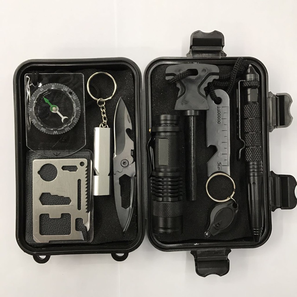 Bộ dụng cụ sinh tồn SOS 10 món, Dụng cụ đa năng khi đi du lịch - Đồ dùng đi phượt, Bộ dụng cụ sinh tồn SOS 10 món cho phượt thủ, Hộp Sinh Tồn - giúp bạn sinh tồn nơi hoang dã trong mọi tình huống