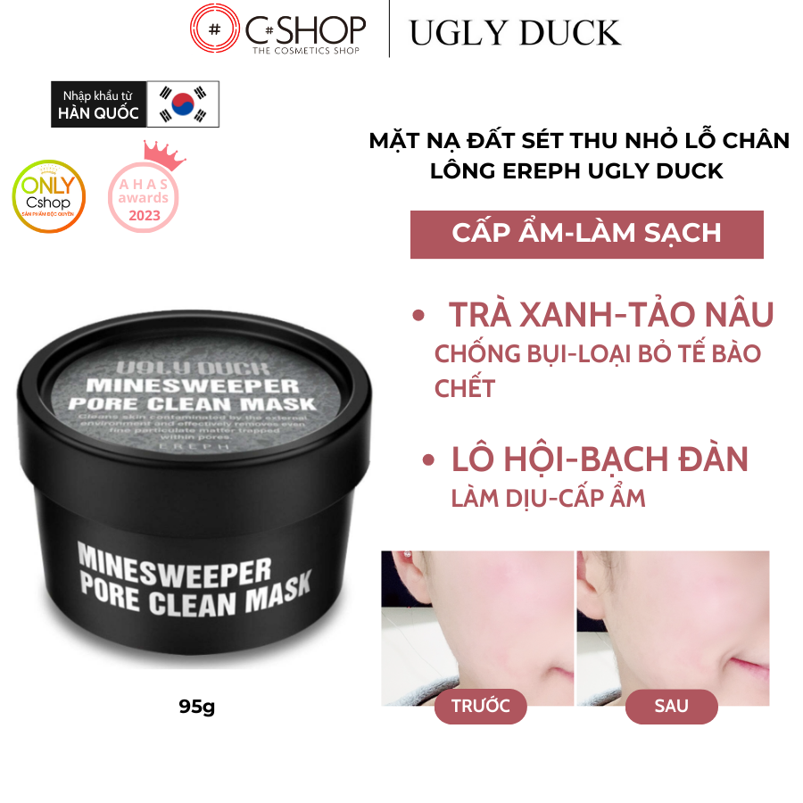 Mặt nạ đất sét thu nhỏ lỗ chân lông ereph ugly duck minesweeper pore clean mask