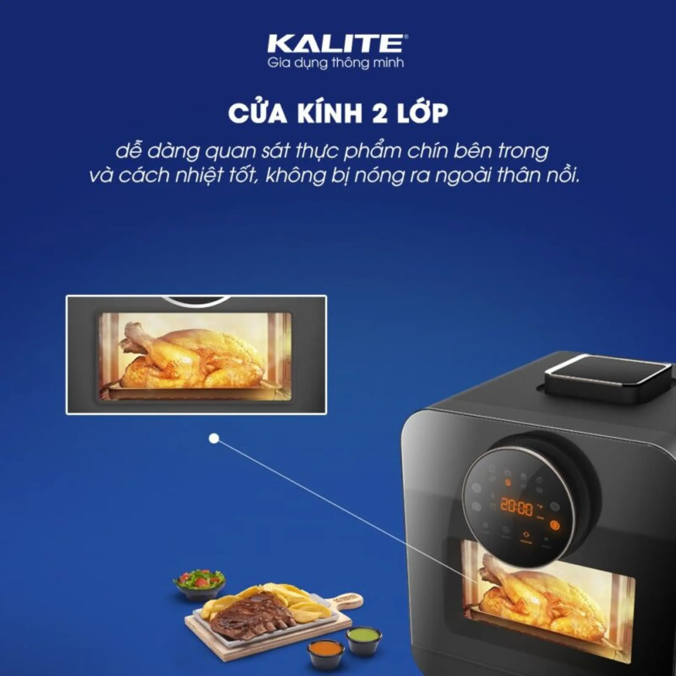 Nồi chiên không dầu KALITE STEAM STAR Kết hợp hấp Lò nướng mini không dầu Nồi chiên không dầu KALITE STEAM STAR Kết hợp hấp Lò nướng mini không dầu