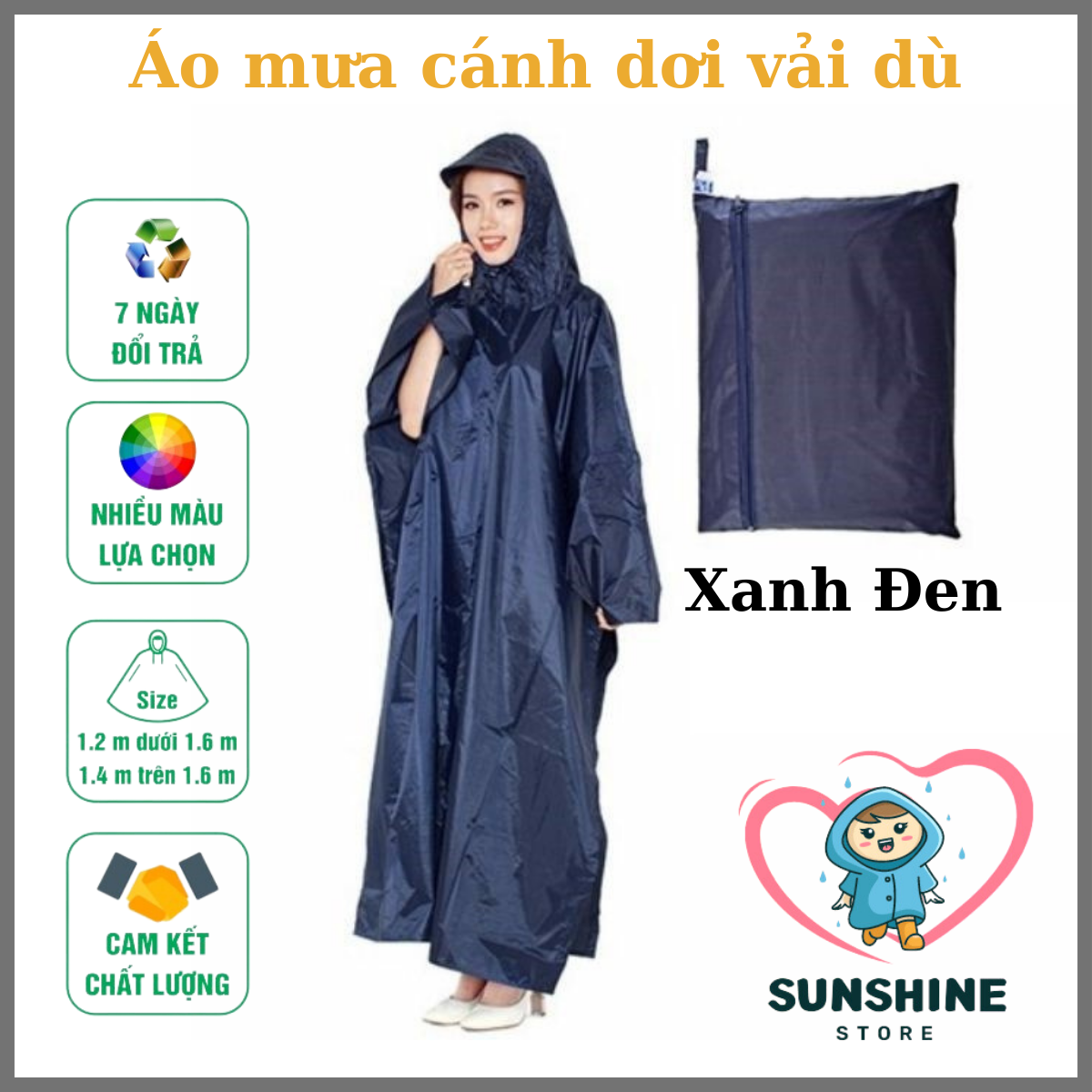 [HCM]Áo Mưa Cánh Dơi Vải Dù Chống Thấm Cao Cấp