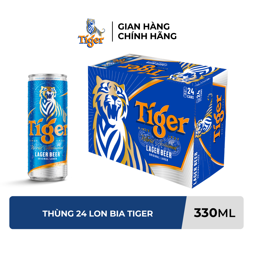 Thùng 24 lon bia Tiger 330ml/lon