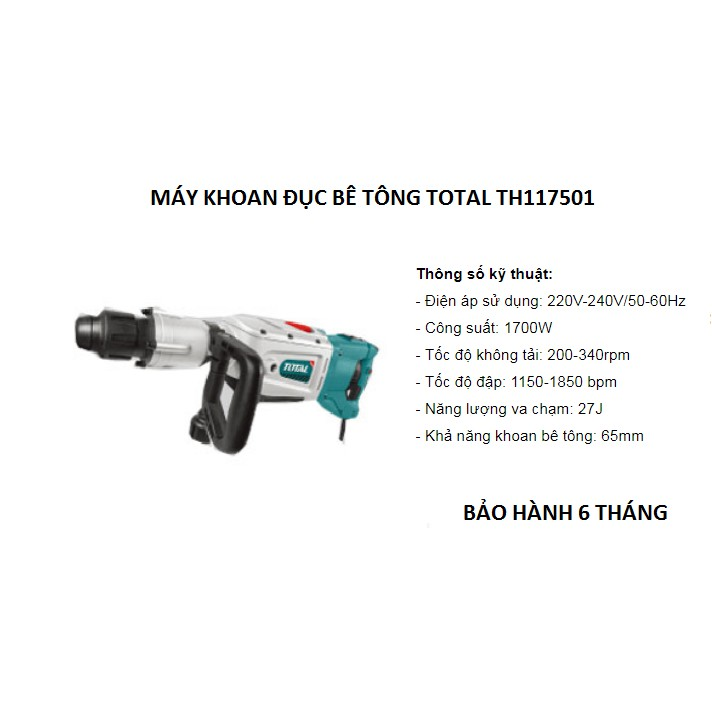 65mm máy khoan đục bê tông 1700w total th117501
