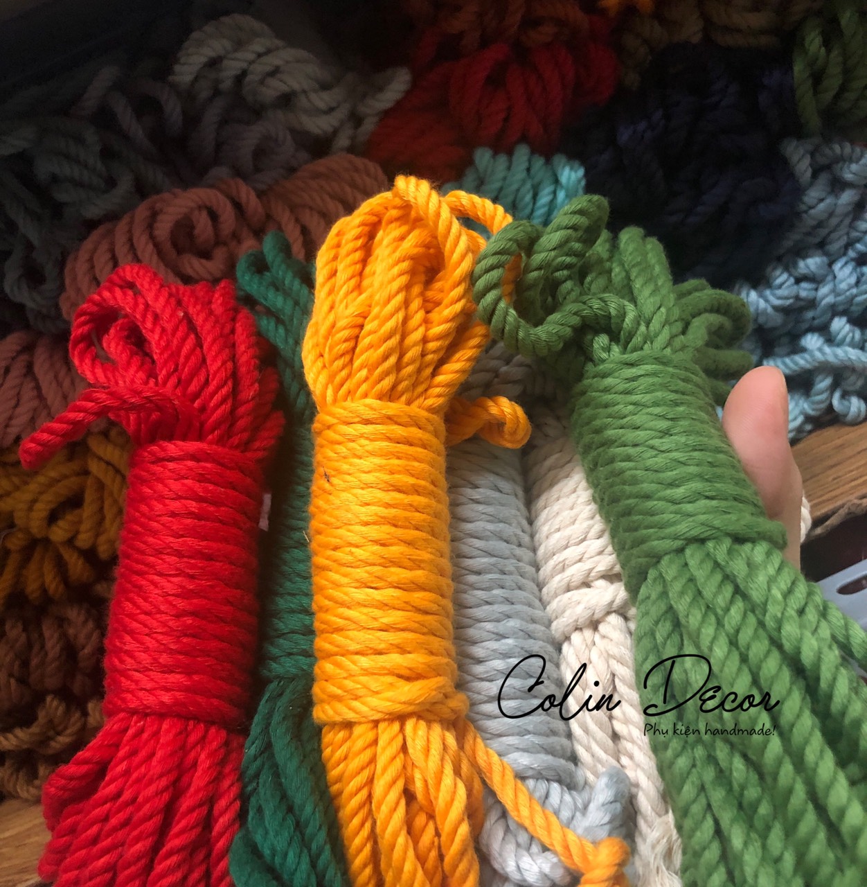 Dây thừng màu 5mm trang trí, handmade, decor, dây treo kệ
