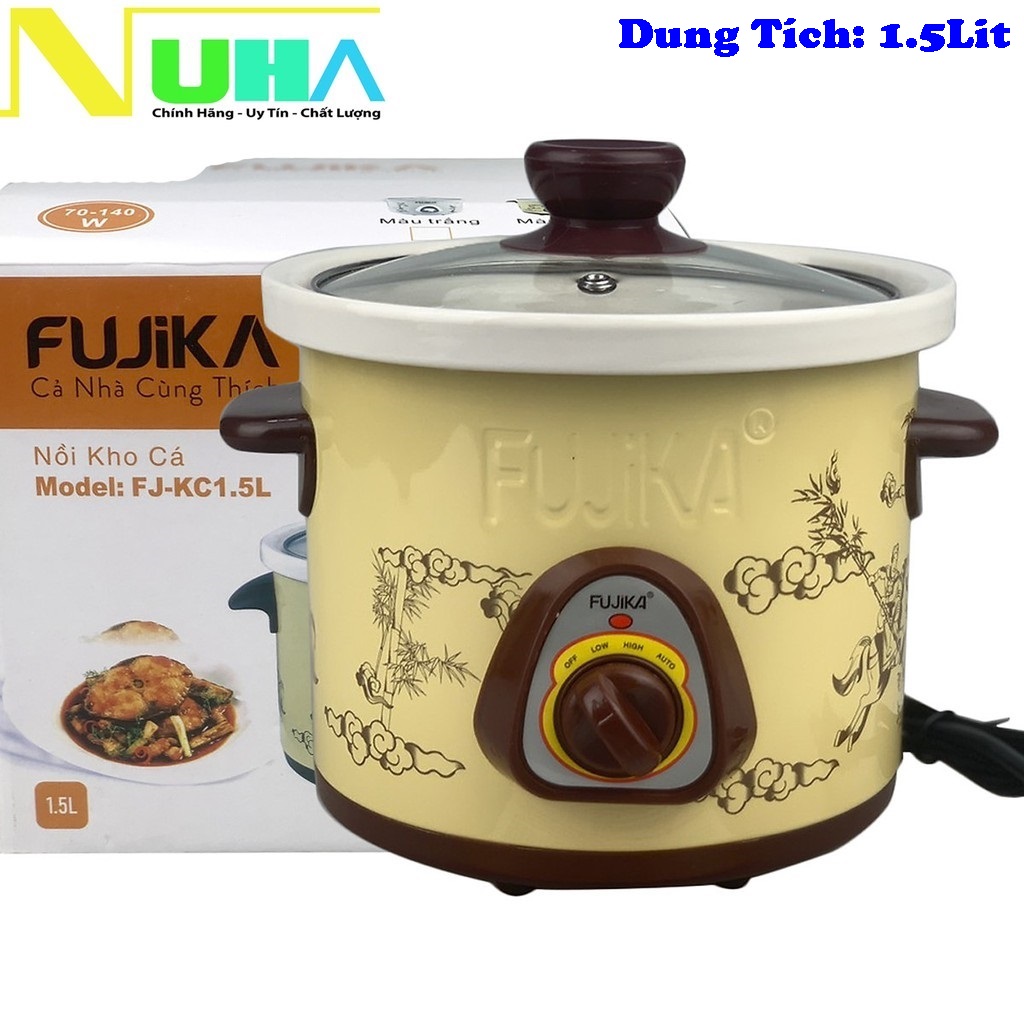 Nồi hầm cháo, chưng yến, kho cá nấu chậm Fujika FJ-KC15  bảo hành 12-giao màu ngẫu nhiên, ninh chậm