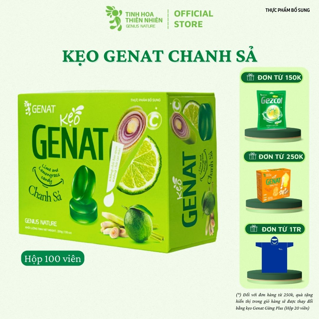 Viên ngậm Chanh Sả (Hộp 100 viên) - Genat - Tinh Hoa Thiên Nhiên