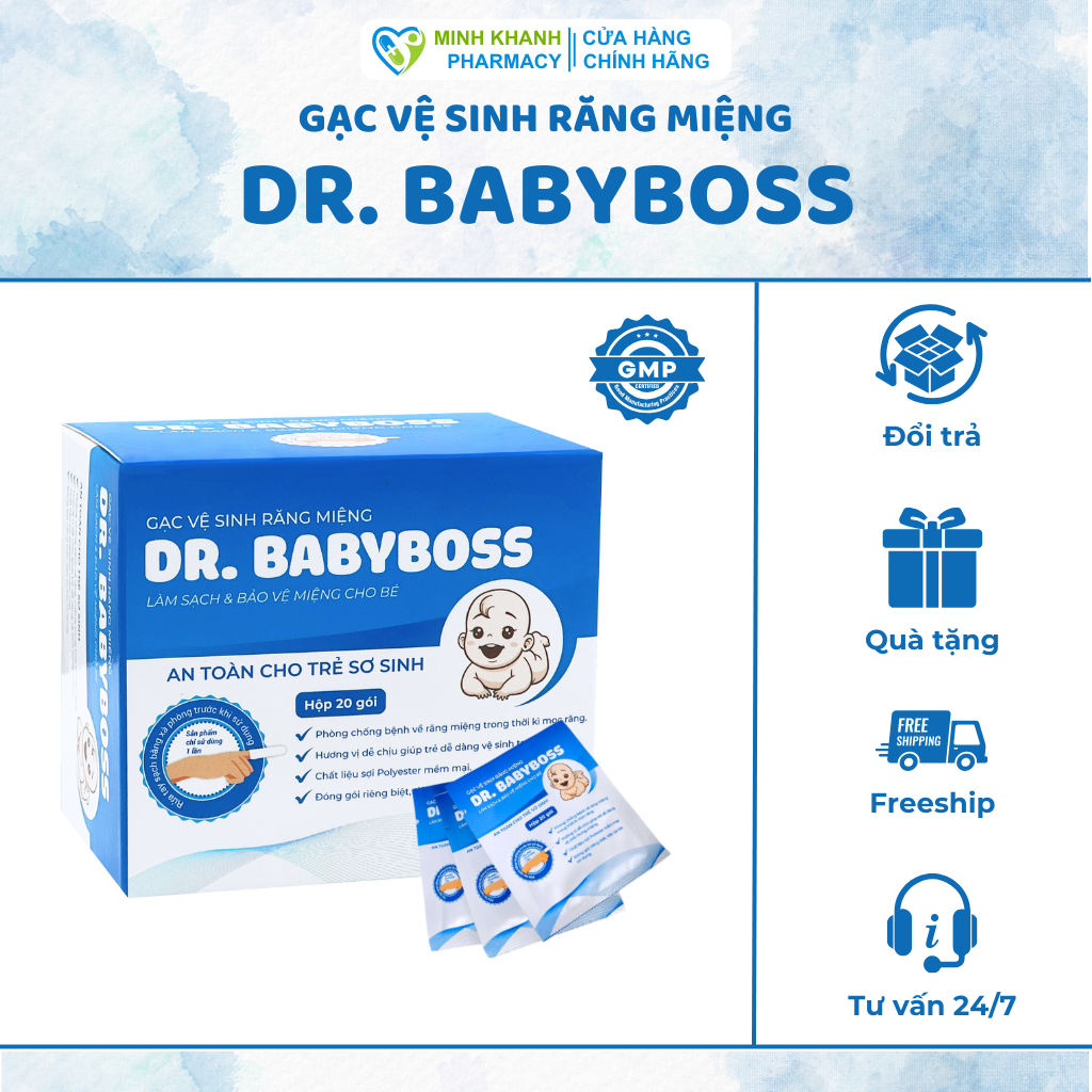 Gạc Vệ Sinh Răng Miệng DR. BABYBOSS - Làm Sạch Lưỡi, Nướu, Răng Và Khoang Miệng Cho Bé