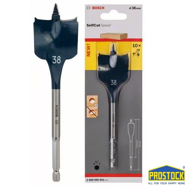 Mũi khoan gỗ đuôi cá bosch 38mm 2608595501