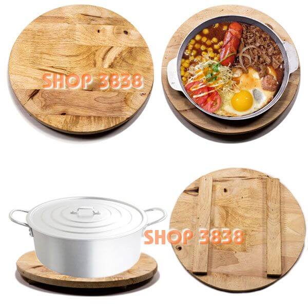 Đế Gỗ ĐK 22 - 25 cm Lót Chảo Bò Né , Nồi Lẩu Đẹp Tiện