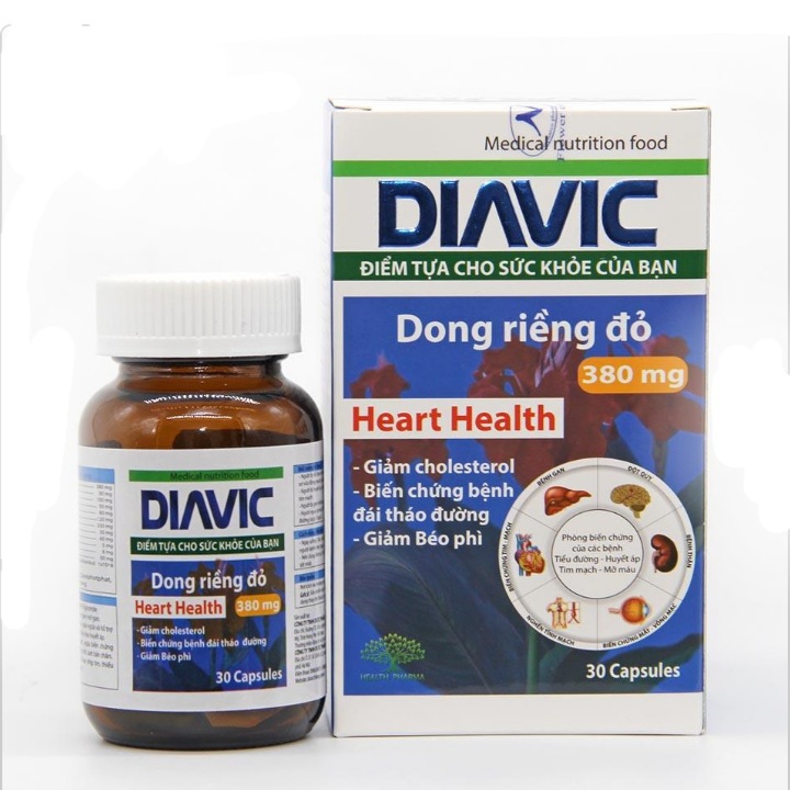 Viên uống Dong Riềng Đỏ DIAVIC hỗ trợ giảm đường huyết, giảm mỡ máu , kiểm soát cân nặng