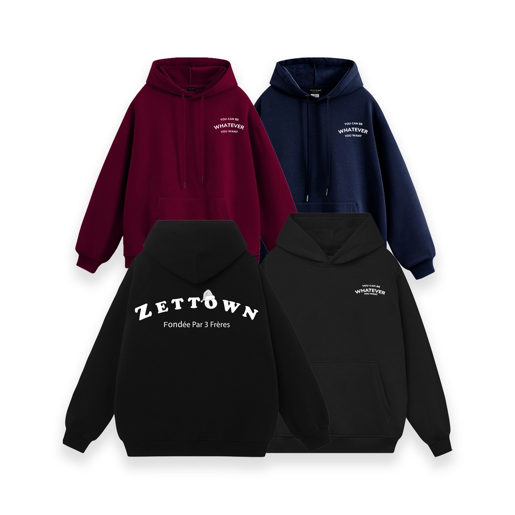 Áo Hoodie ZETTOWN Premium Signature Basic chất nỉ bông dày dặn in hình cá tính phản quang