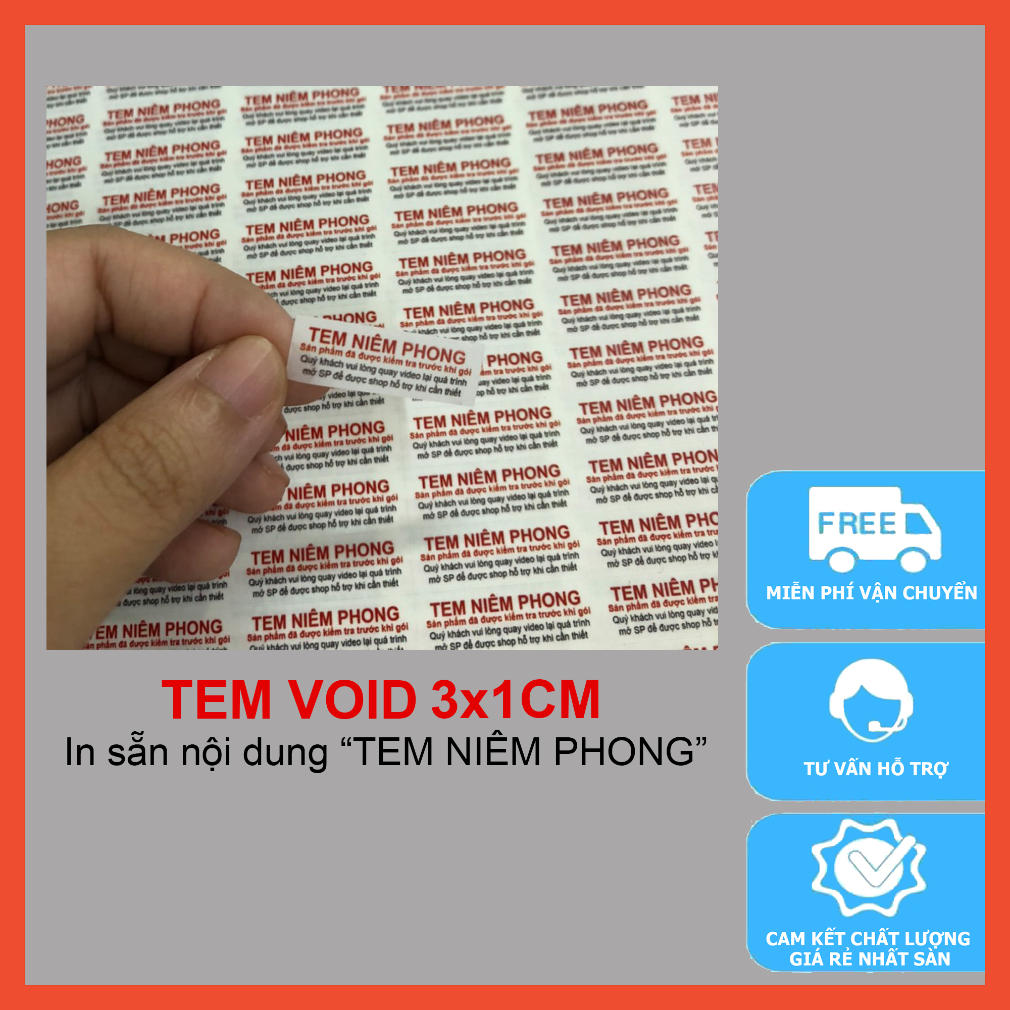 100 cái tem void - size 3x1cm