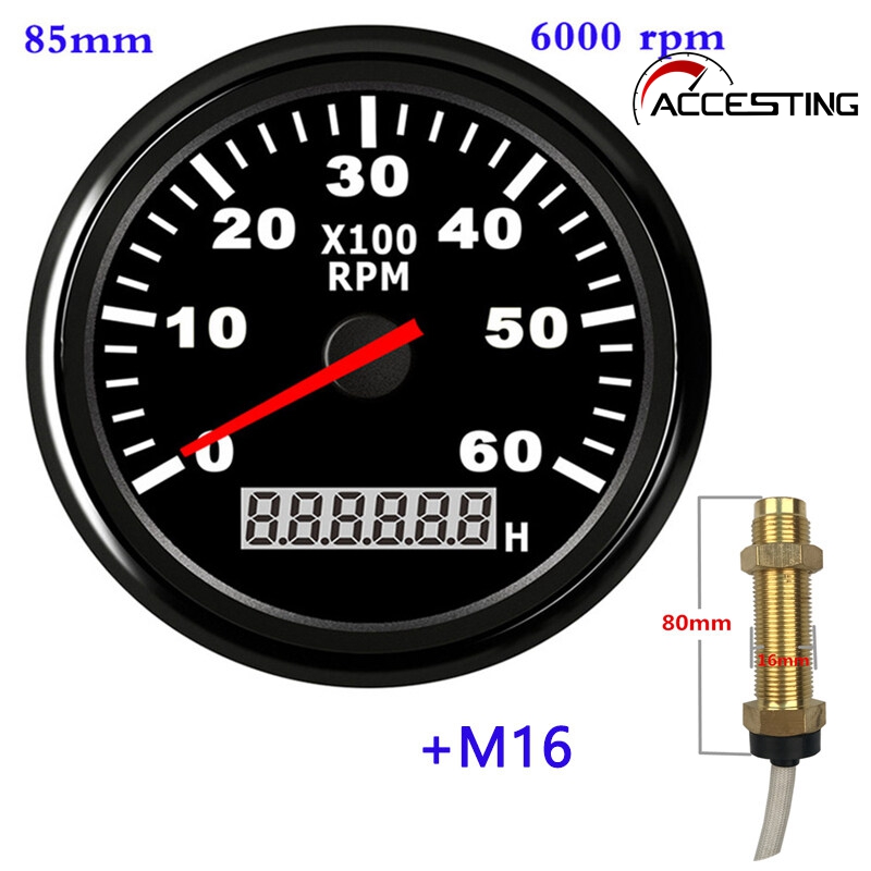 Đồng hồ đo tốc độ 85mm 6000rpm với cảm biến đồng hồ đo tốc độ cho ô tô tàu biển đồng hồ đo xe máy với đồng hồ đo tốc độ 12v/24v