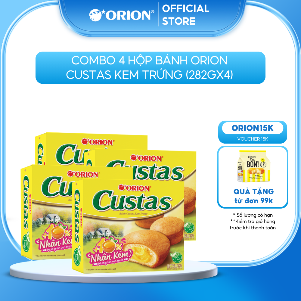 Combo 4 Hộp Bánh Custas Kem Trứng (282g x 4)