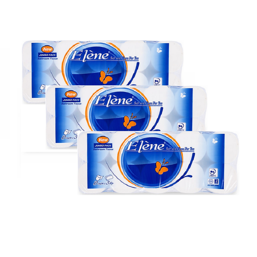 [Chính hãng] Combo 3 lốc Giấy vệ sinh Elène không lõi xanh 10 cuộn 3 lớp [Ảnh thật]