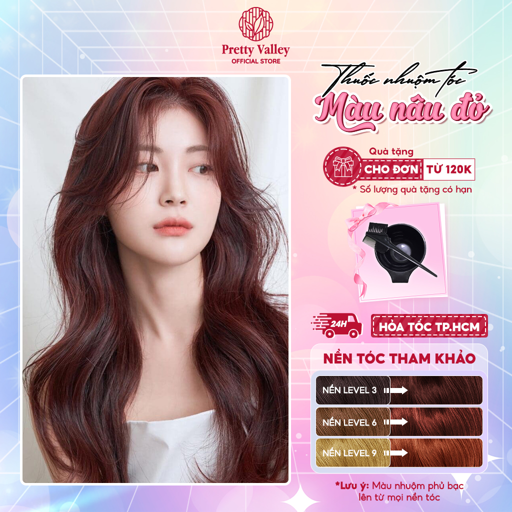 Thuốc nhuộm tóc, thuốc nhuộm màu NÂU ĐỎ Molokai siêu dưỡng - Pretty Valley Hair