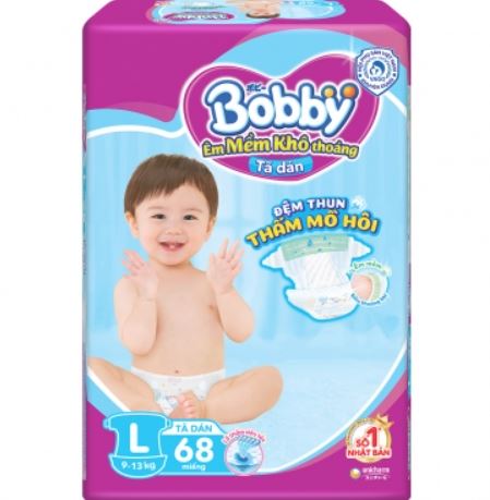 Tã dán Bobby siêu thấm khô thoáng L68 - New