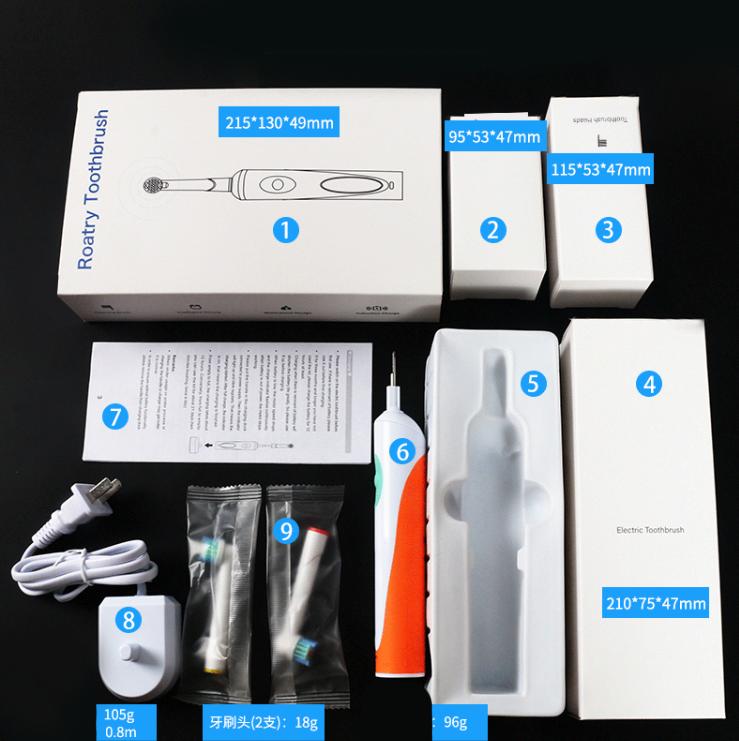 Bàn chải điện xoay tròn Roatry Toohbrush 001 Giúp Giảm TÌnh Trạng Mòn Cổ Răng (4 Đầu Bàn Chải Đi Kèm )